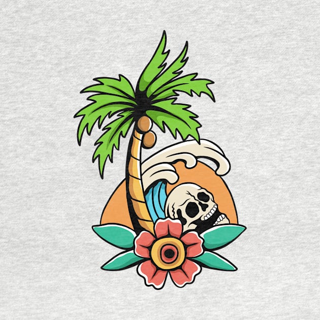 Summer, Palm, and Skull by growingartwork